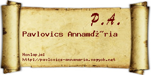 Pavlovics Annamária névjegykártya